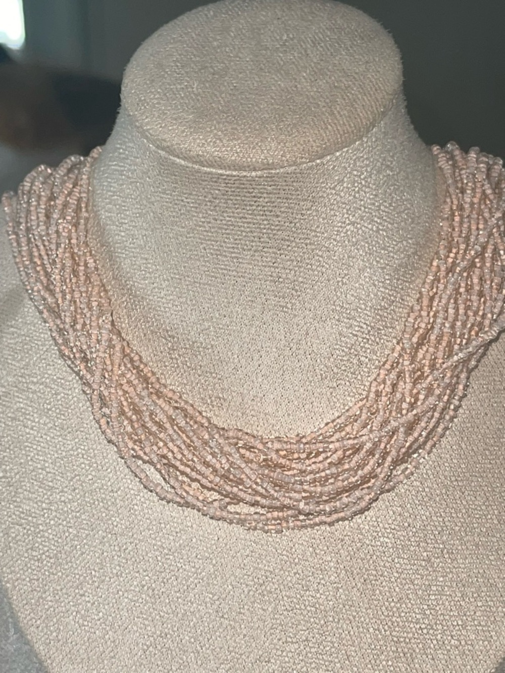 Multi-Strand Peach Bead Necklace - Unbranded